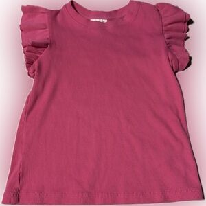 Cat & Jack Pink Ruffled Sleeve Kids Top Size 6/7